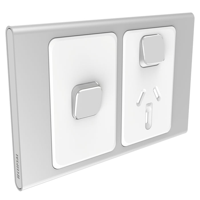 Clipsal Iconic Styl Single Powerpoint Cover Plate Only Silver