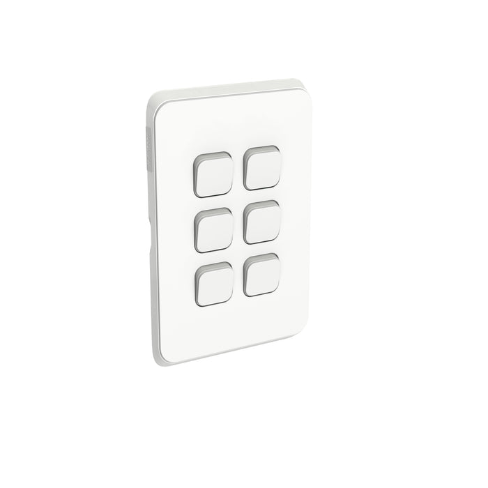 Clipsal Iconic 6 Gang Complete Switch Vivid White