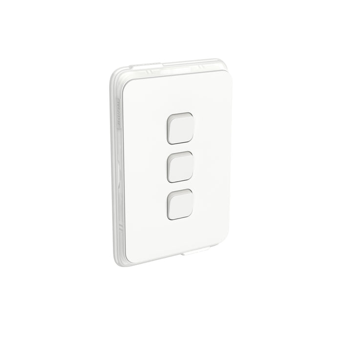 Clipsal Iconic 3 Gang Complete Switch Vivid White IP44 Rated