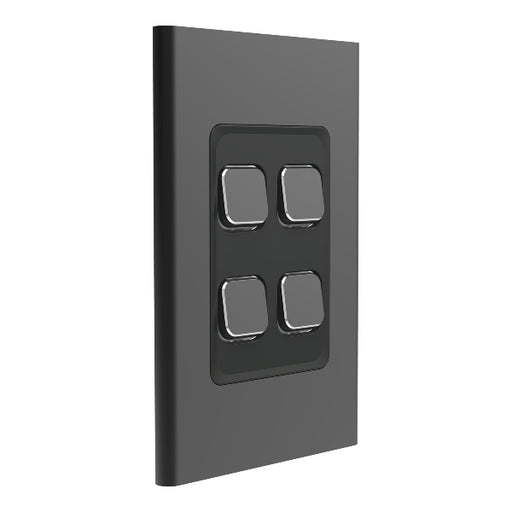 clipsal s3044c sh 4 gang switch plate skin only silver shadow