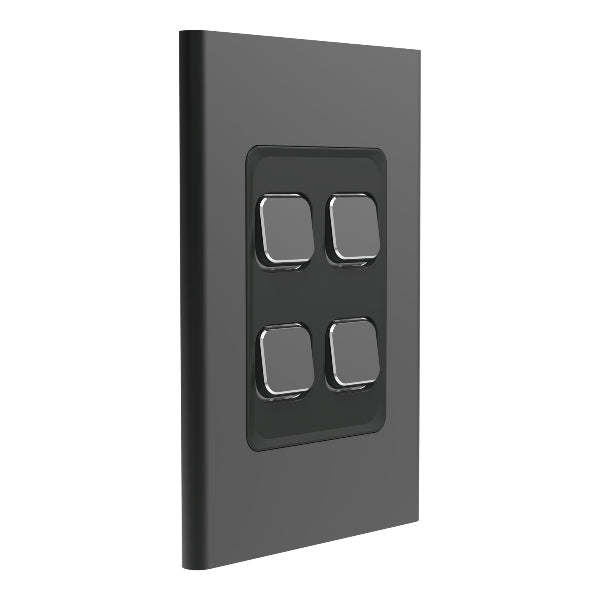 clipsal s3044c sh 4 gang switch plate skin only silver shadow