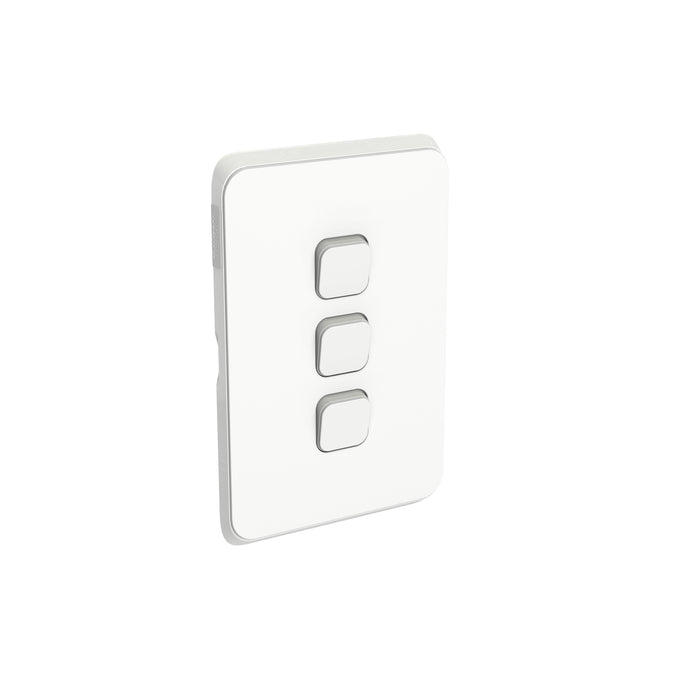 Clipsal Iconic 3 Gang Complete Switch Vivid White