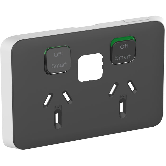 Clipsal Iconic Wiser Double Powerpoint Cover Plate Only Anthracite