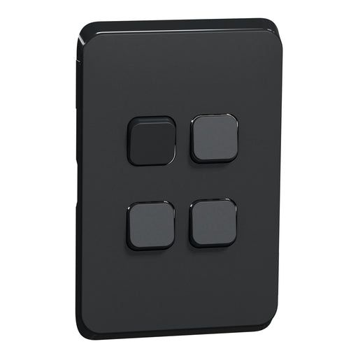 Clipsal Iconic 4 Gang Cover Plate Only Extra Black