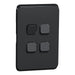 Clipsal Iconic 4 Gang Cover Plate Only Extra Black
