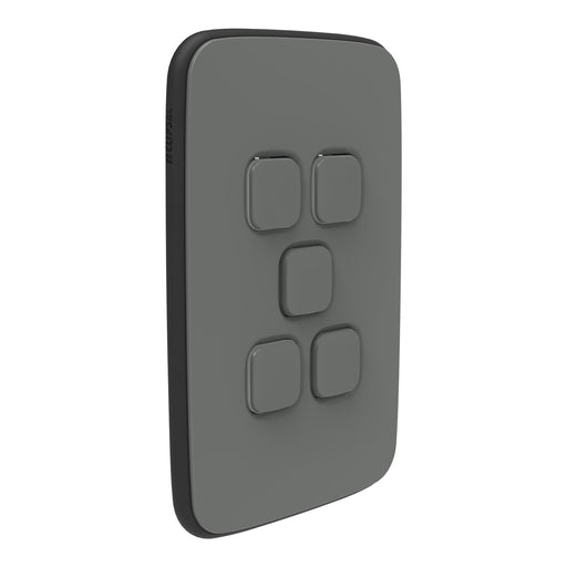 Clipsal Iconic Essence 5 Gang Cover Plate Only Ash Grey