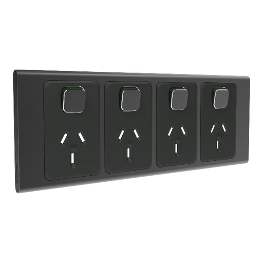 clipsal s3015 4c ce quad switch socket outlet 10a skin only silver shadow