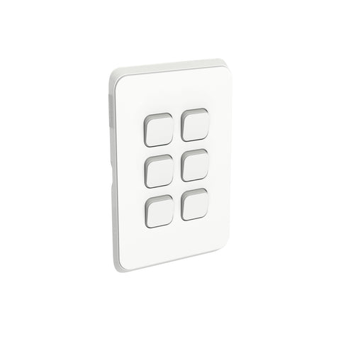Clipsal Iconic 6 Gang Grid & Plate Assembly Vivid White