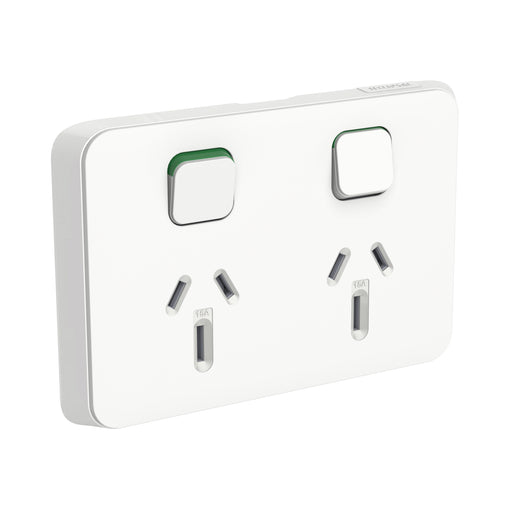 Clipsal Iconic Double Powerpoint 15a Cover Plate Only Vivid White