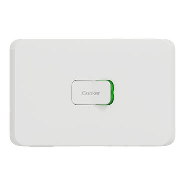 Clipsal Iconic 45a Single Pole Cooker Switch Vivid White horizontal