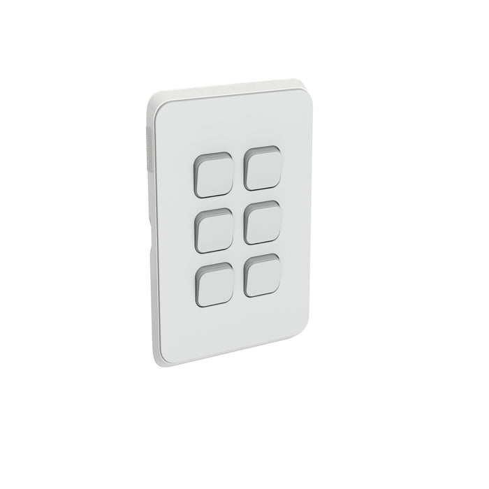 Clipsal Iconic 6 Gang Cover Plate Only Cool Grey