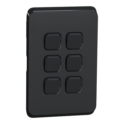 Clipsal Iconic 6 Gang Cover Plate Only Extra black