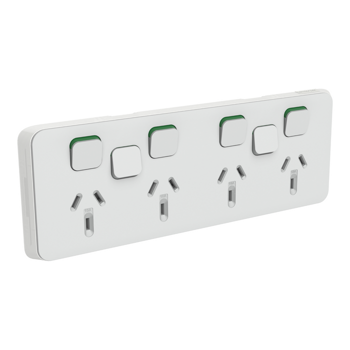 Clipsal Iconic Quad Powerpoint With 2 Extra Switches Cover Plate Only cool Grey