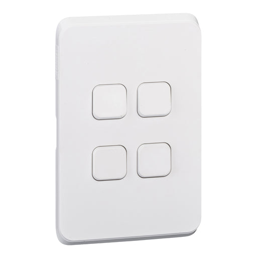 Clipsal Iconic 4 Gang Cover Plate Only Extra White