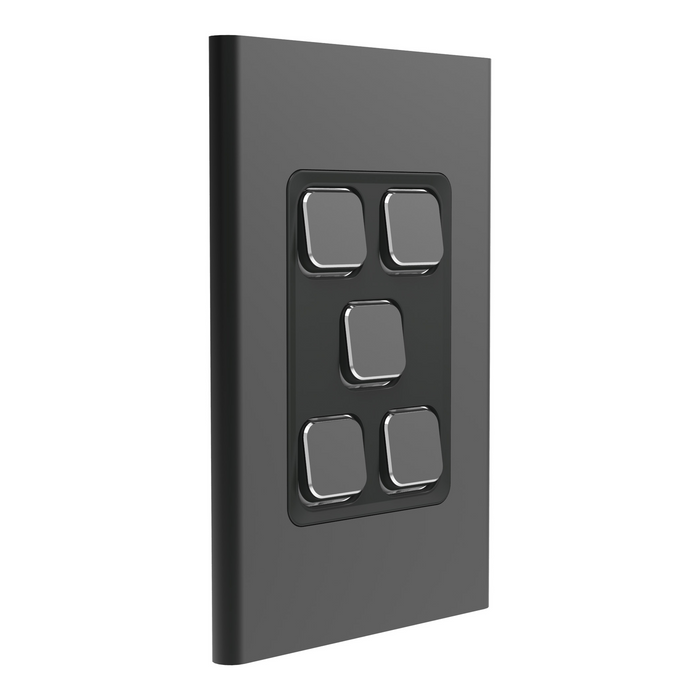 clipsal s3045c sh 5 gang switch plate skin only silver shadow