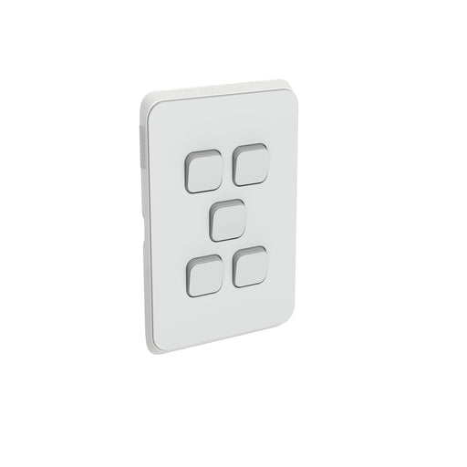 Clipsal Iconic 5 Gang Cover Plate Only Cool Grey