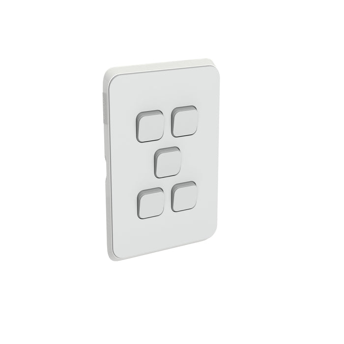Clipsal Iconic 5 Gang Cover Plate Only Cool Grey