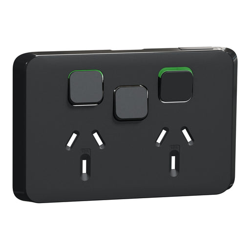 Clipsal Iconic Double Powerpoint With Extra Switch Cover Plate Only Extra Black