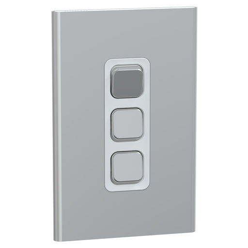 Clipsal Iconic Styl 3 Gang Complete Switch Silver
