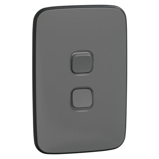 Clipsal Iconic Essence 2 Gang Complete Switch Ah Grey