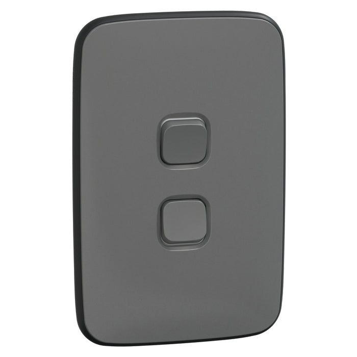 Clipsal Iconic Essence 2 Gang Complete Switch Ah Grey
