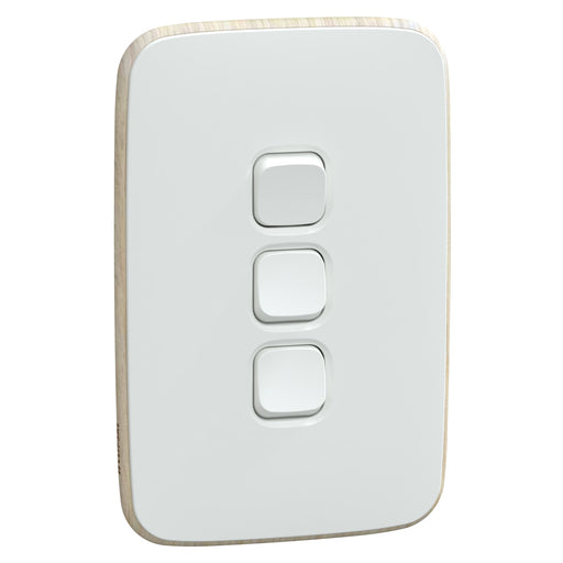 Clipsal Iconic Essence 3 Gang Complete Switch Arctic White