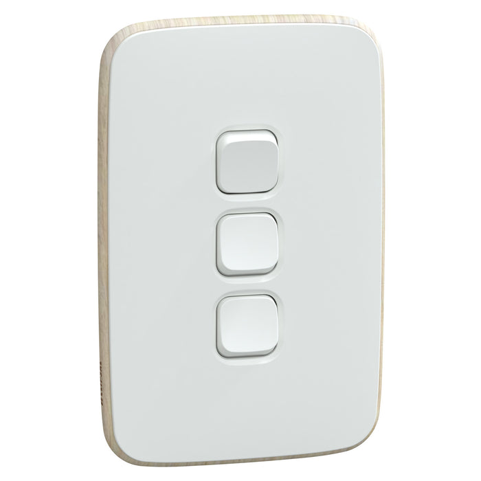 Clipsal Iconic Essence 3 Gang Complete Switch Arctic White