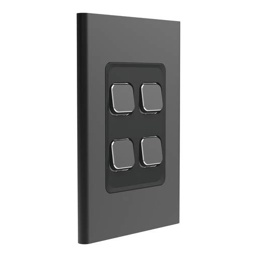 clipsal s3044c sh 4 gang switch plate skin only silver shadow