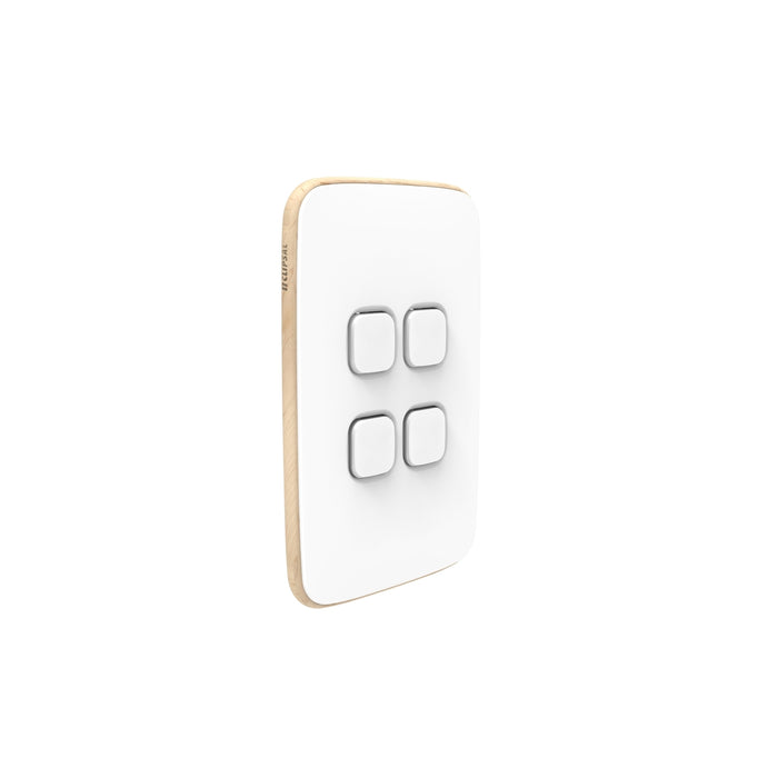 Clipsal Iconic Essence 4 Gang Cover Plate Only Artic White