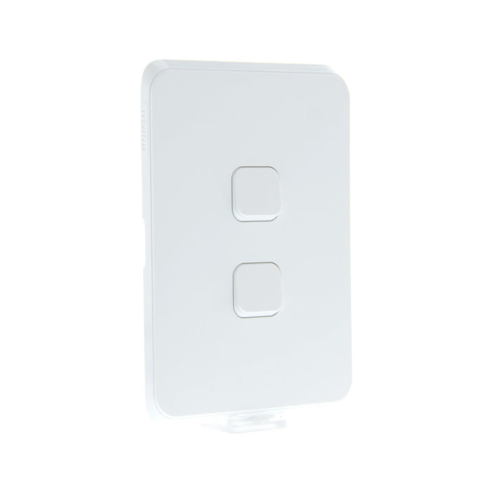 Clipsal Iconic 2 Gang Complete Switch Extra White