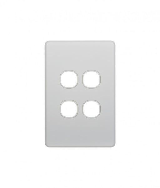 Flat Cat Switch Plate Vertical (4 Gang) White