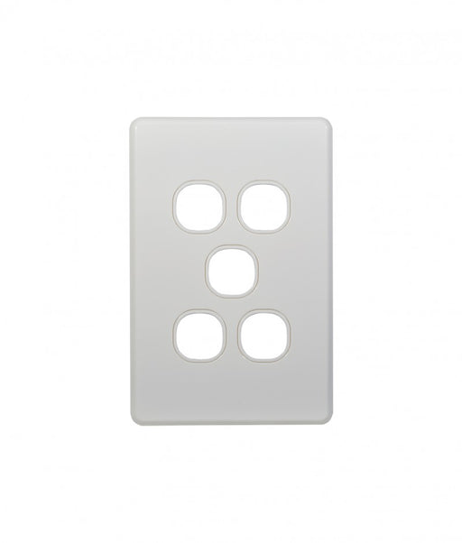 Flat Cat Switch Plate Vertical (5 Gang) White