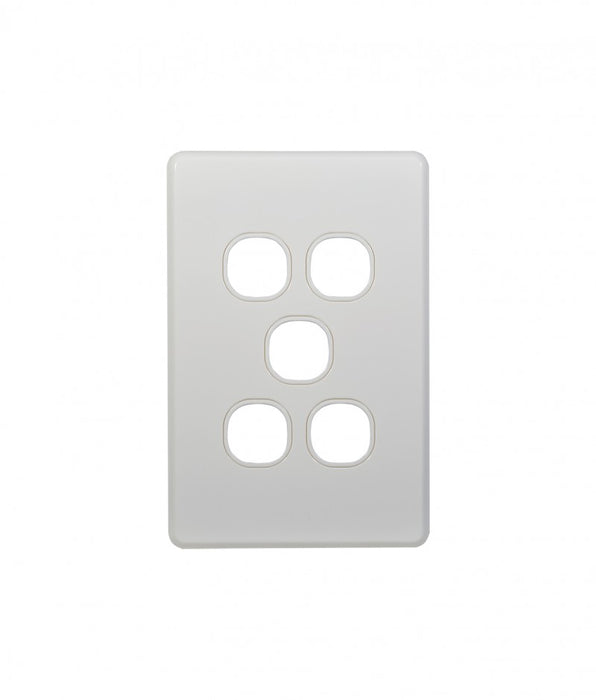 Flat Cat Switch Plate Vertical (5 Gang) White