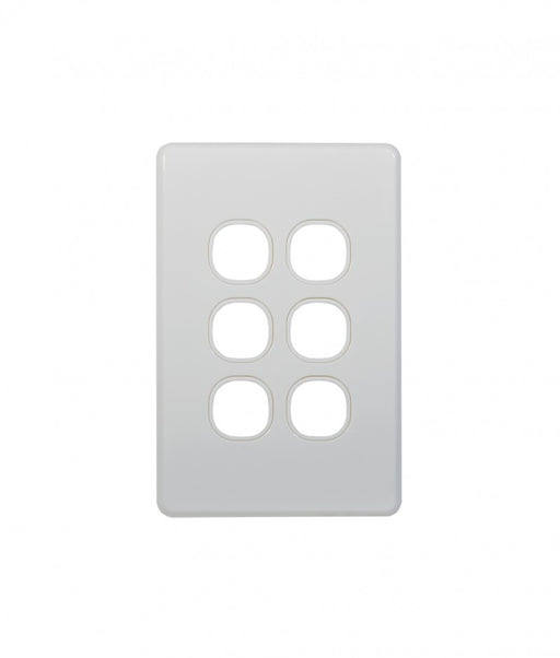 Flat Cat Switch Plate Vertical (6 Gang) White