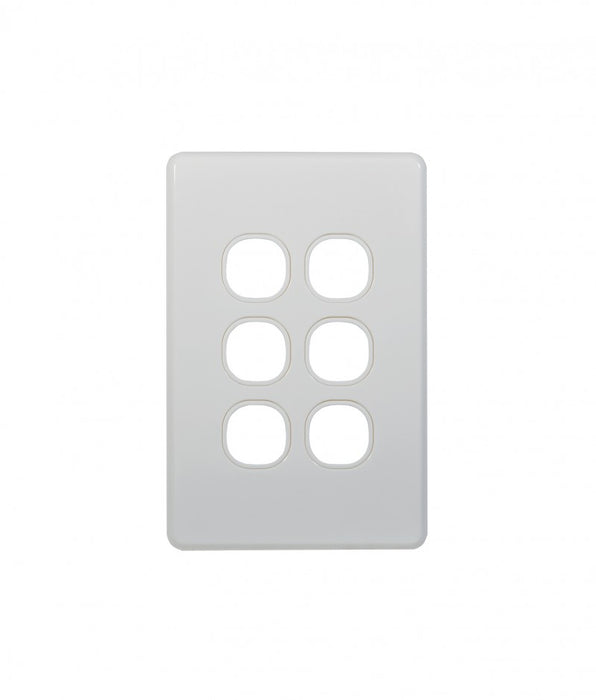Flat Cat Switch Plate Vertical (6 Gang) White