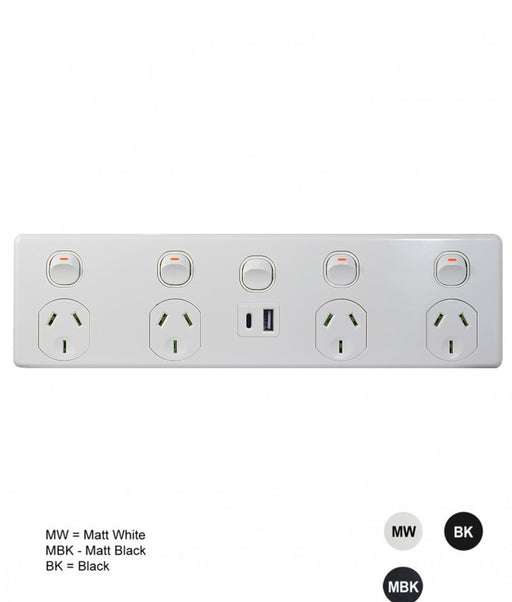 Puma Fully Integrated Quad Powerpoint With 4 USB Ports A+C & Extra Switch