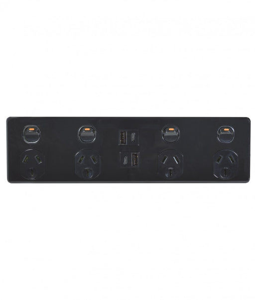 Puma Fully Integrated Quad Powerpoint With 4 USB Ports A+C Black