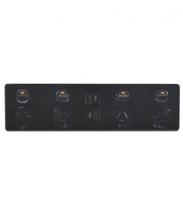 Puma Fully Integrated Quad Powerpoint With 4 USB Ports A+C Black