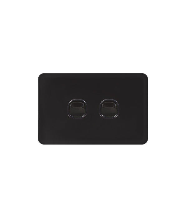 Senoa Simple Horizontal 2 Gang Switch black