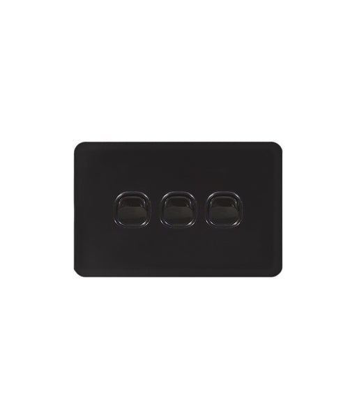 Senoa Simple Horizontal 3 Gang Switch black
