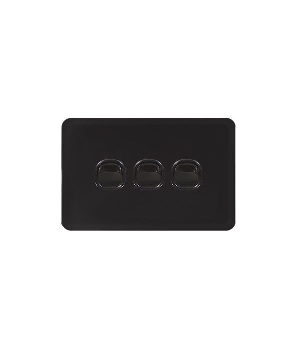 Senoa Simple Horizontal 3 Gang Switch black