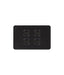 Black rectangular switch plate with four sockets on a white background