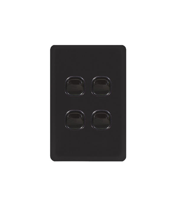 Senoa Simple Vertical 4 Gang Switch black