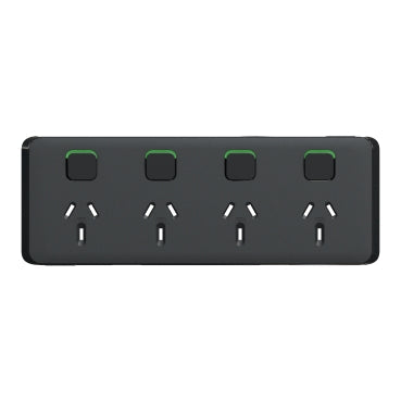 clipsal iconic quad power point 10a skin only black