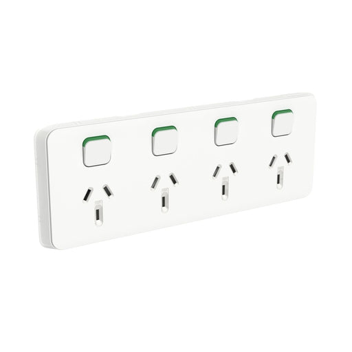 clipsal iconic quad switched socket vivid white