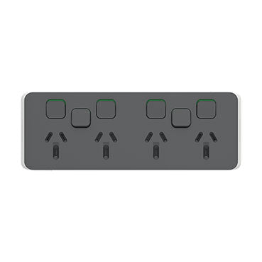 clipsal iconic quad switched socket 10a with 2 extra switches skin only anthracite