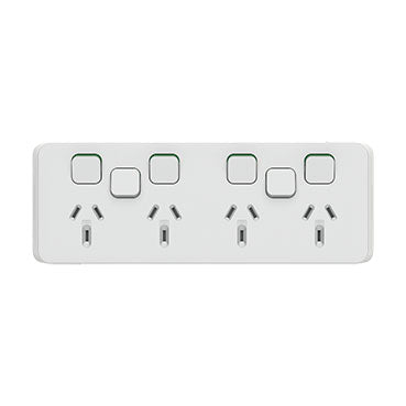clipsal iconic quad switched socket 10a with 2 extra switches skin only cool grey