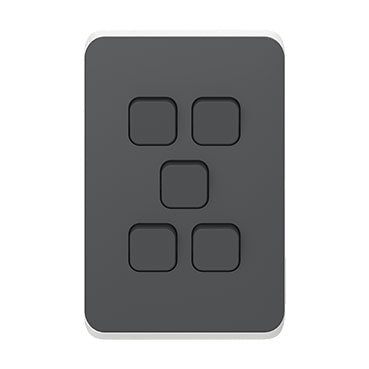 clipsal iconic 5 gang switch plate skin only black
