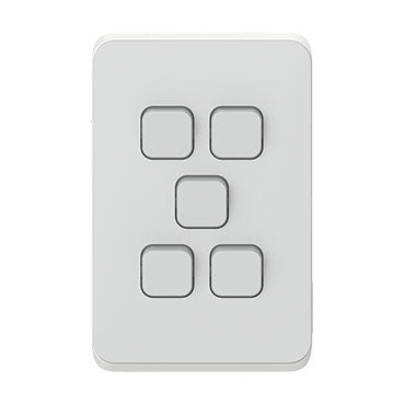 clipsal iconic 5 gang switch plate skin only black
