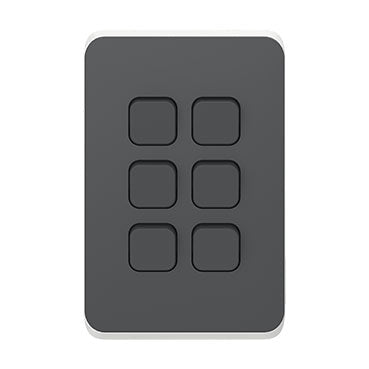 clipsal iconic 6 gang switch plate skin only black